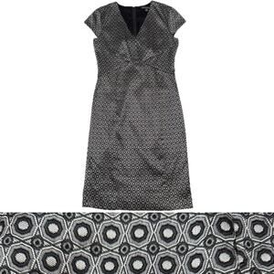 Brooks Brothers Sheath Dress Short Sleeve Geometric Pattern Gray Black Size 6